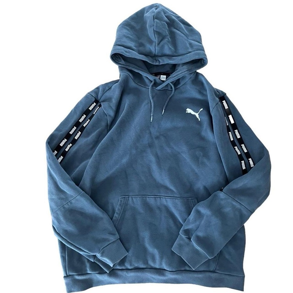Blue Puma Sweatshirt Hoodie With Sleeve Design